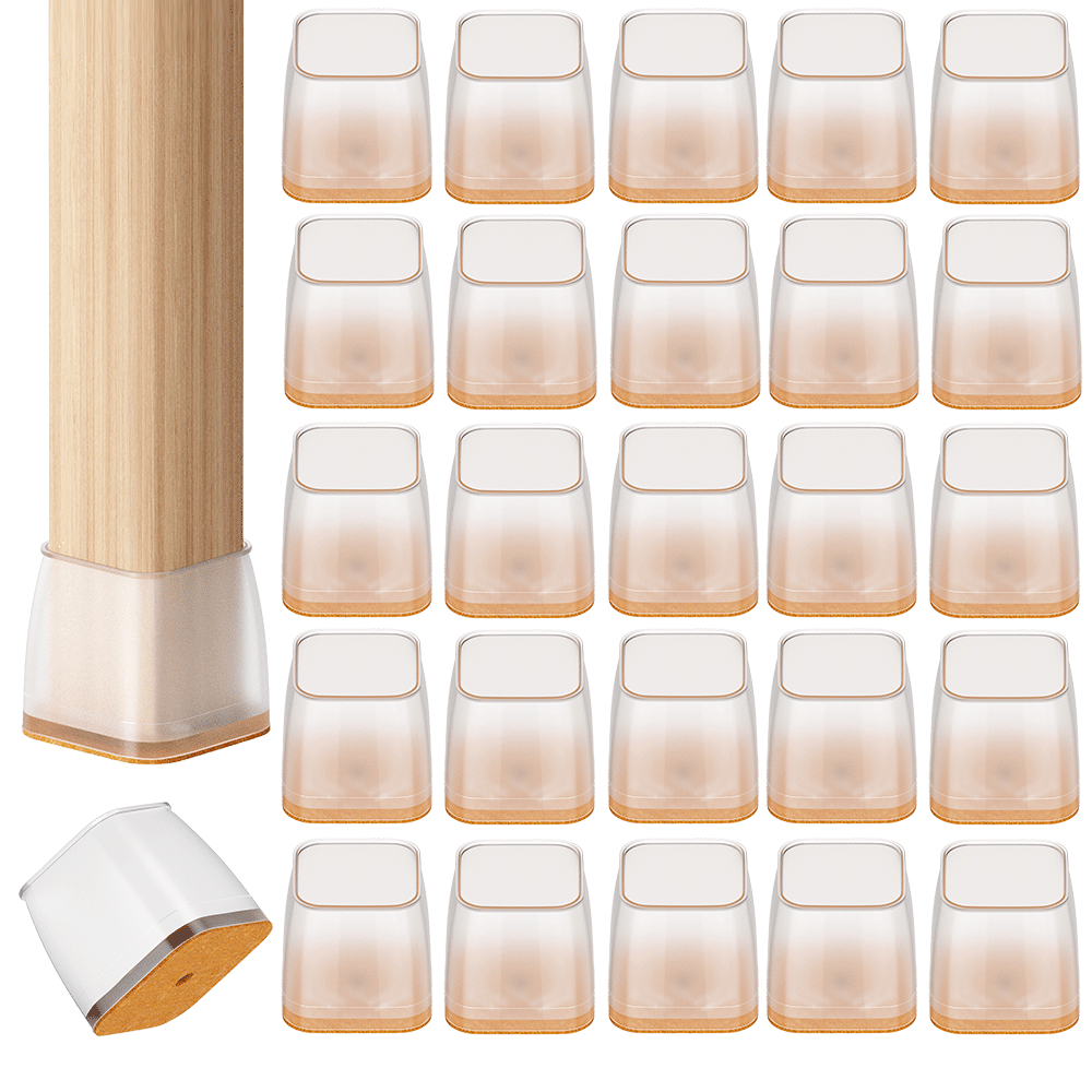 YOZON Clear Round Chair Leg Protectors – 360° Felt Base