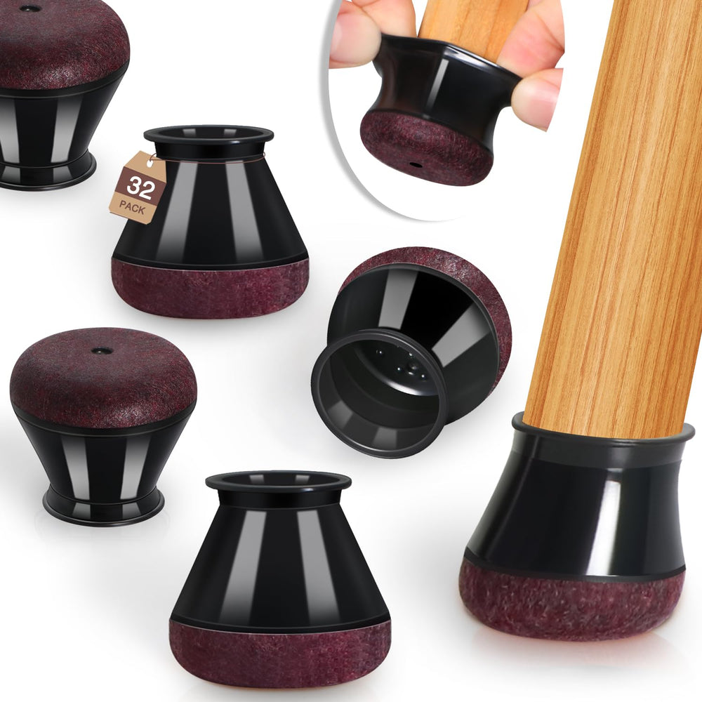 YOZON Clear Round Chair Leg Protectors – 360° Felt Base - Black