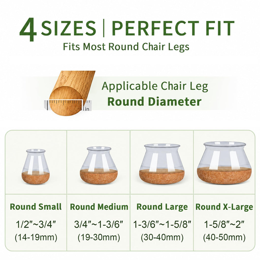 YOZON Clear Round Chair Leg Protectors – 360° Felt Base